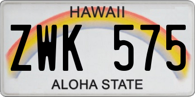 HI license plate ZWK575
