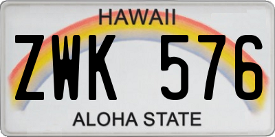 HI license plate ZWK576