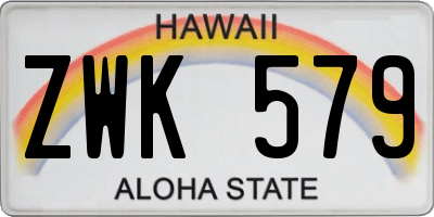 HI license plate ZWK579