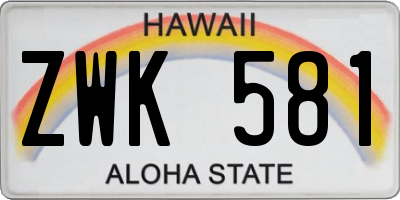 HI license plate ZWK581