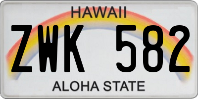 HI license plate ZWK582