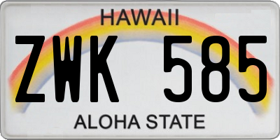 HI license plate ZWK585