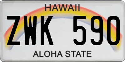 HI license plate ZWK590