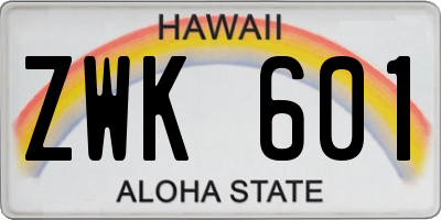 HI license plate ZWK601