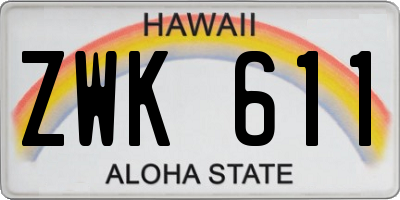 HI license plate ZWK611