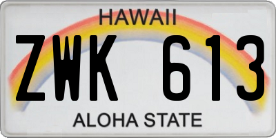 HI license plate ZWK613