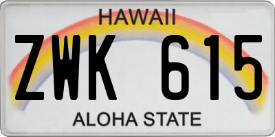 HI license plate ZWK615