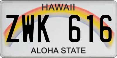 HI license plate ZWK616