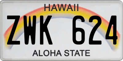 HI license plate ZWK624