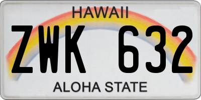 HI license plate ZWK632