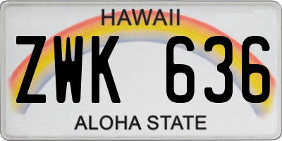 HI license plate ZWK636