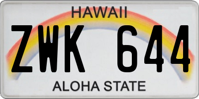 HI license plate ZWK644