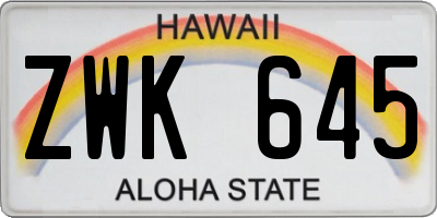 HI license plate ZWK645