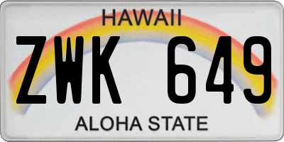 HI license plate ZWK649