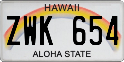 HI license plate ZWK654