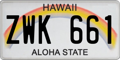 HI license plate ZWK661