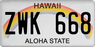 HI license plate ZWK668