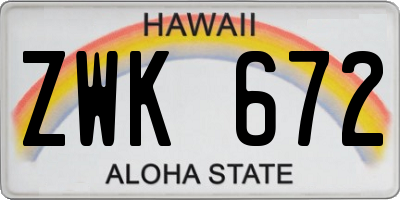 HI license plate ZWK672