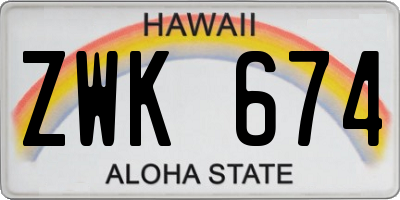 HI license plate ZWK674