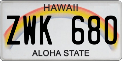HI license plate ZWK680