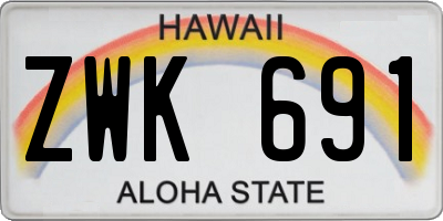 HI license plate ZWK691