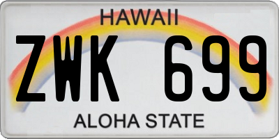 HI license plate ZWK699