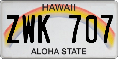 HI license plate ZWK707