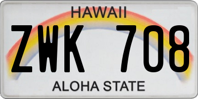 HI license plate ZWK708