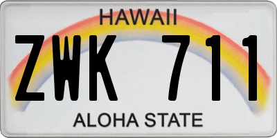 HI license plate ZWK711