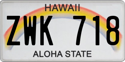 HI license plate ZWK718