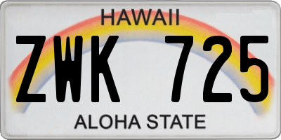 HI license plate ZWK725