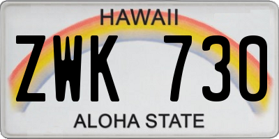 HI license plate ZWK730