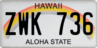 HI license plate ZWK736