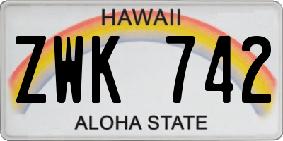 HI license plate ZWK742