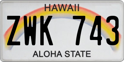 HI license plate ZWK743