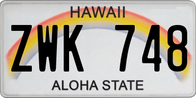 HI license plate ZWK748
