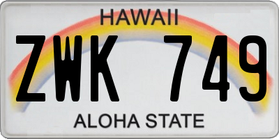 HI license plate ZWK749