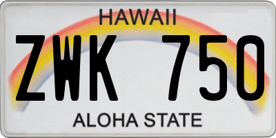 HI license plate ZWK750