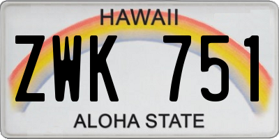 HI license plate ZWK751