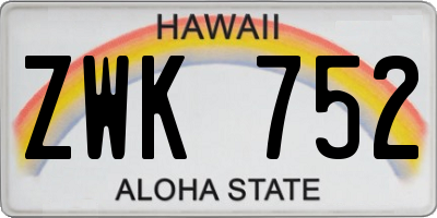 HI license plate ZWK752