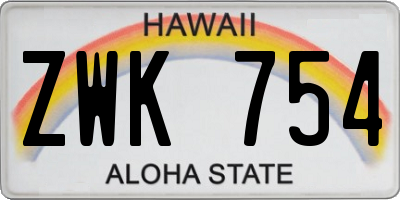 HI license plate ZWK754
