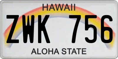 HI license plate ZWK756