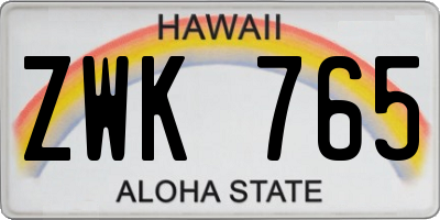 HI license plate ZWK765