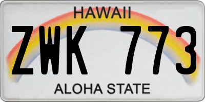 HI license plate ZWK773