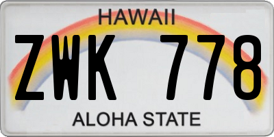 HI license plate ZWK778