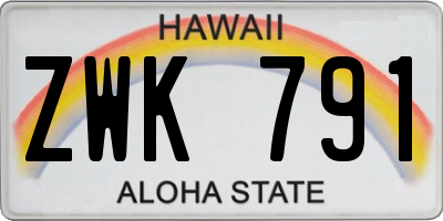 HI license plate ZWK791