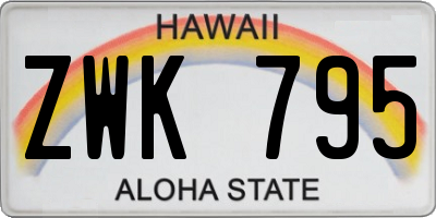 HI license plate ZWK795