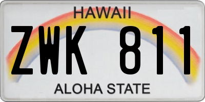 HI license plate ZWK811