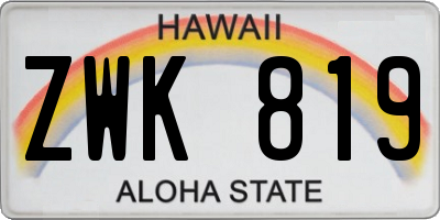HI license plate ZWK819