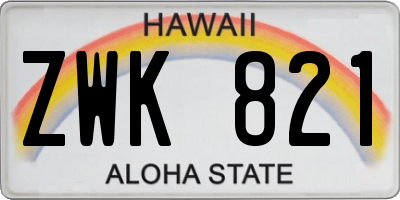 HI license plate ZWK821